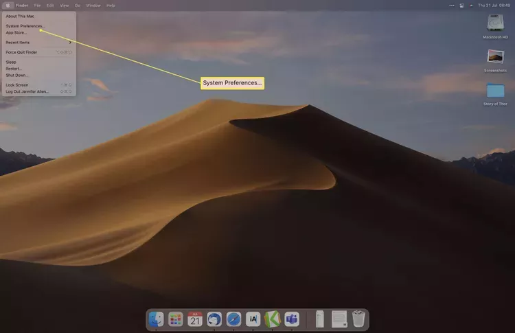 System Preferences را انتخاب نمایید.